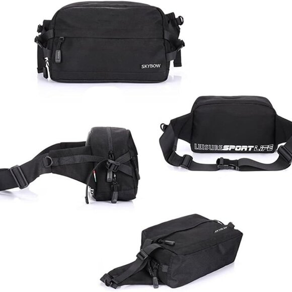 Stylish Waterproof Hip Bag: Large Fanny Pack for Traveling and Hiking, Black - Picture 2 of 6